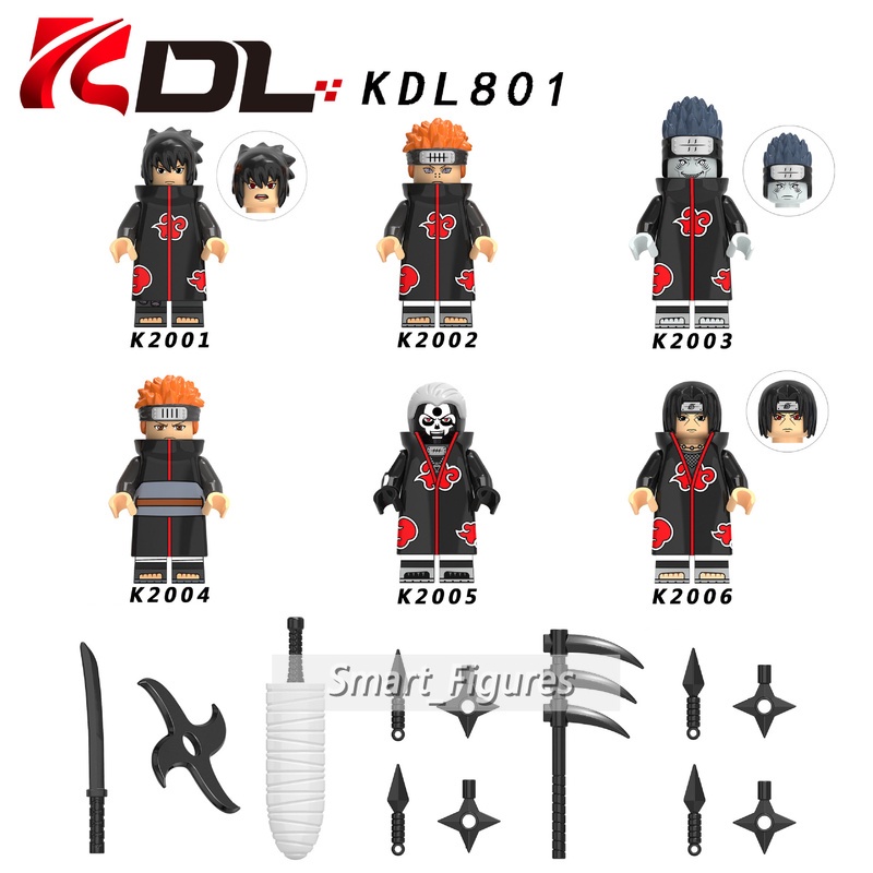 Action Figure Naruto Minifigures Pain Akatsuki Hoshigaki Kisame Uchiha Itachi Sasuke Hidan KDL801 Untuk Hadiah