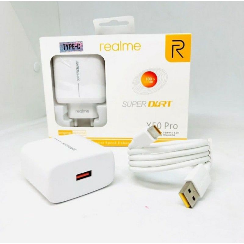 TC TRAVEL CHARGER REALME X50 PRO ORIGINAL FAST CHARGING TYPE C USB CABLE