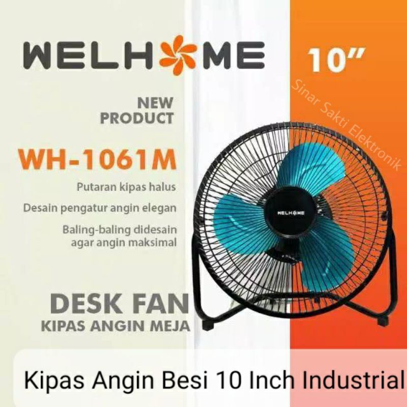 Kipas Angin Besi Industrial 10 Inch Desk Fan Meja Tornado 10&quot; Welhome Malang Sinar Sakti Elektronik Dinoyo