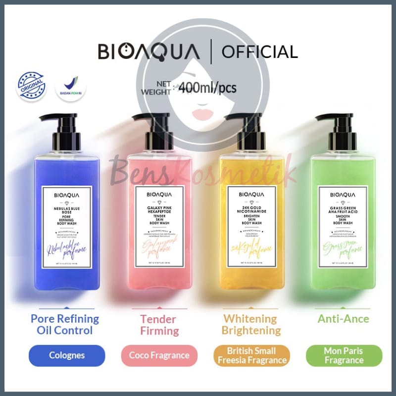 【BPOM】NEW BIOAQUA Perfume Body Wash Sabun Mandi Cair 400ml