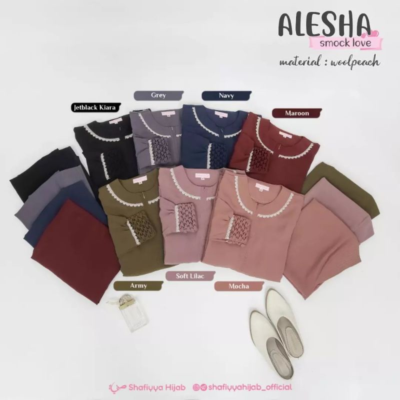 Set Gamis Alesha by Shafiyya Hijab - Set Gamis Woolpeach - Set Gamis Wolfis - Gamis Alesha Shafiyya 