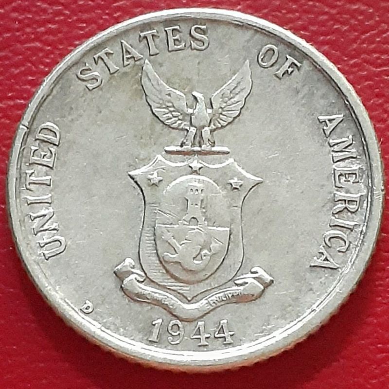 Uang Koin Perak Kuno 20 Centavos Philipina ex Amerika Tahun 1944 Silver Coin