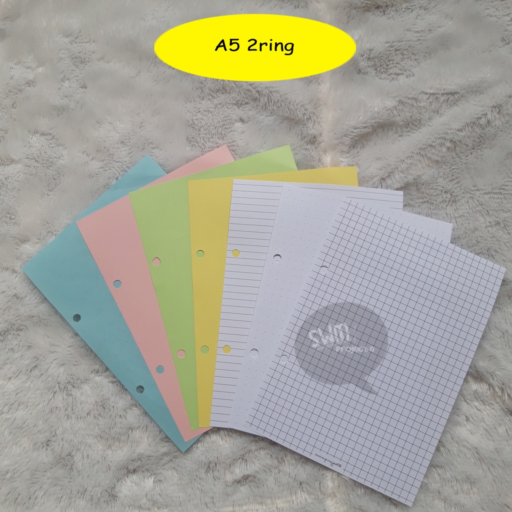 

A5 2ring - isi binder refill loose leaf kertas file filler color warna polos bergaris kotak titik