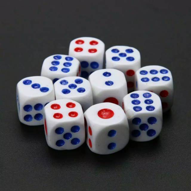 Dadu plastik putih ukuran 14mm 1pcs / Dice 1,4 cm / monopoly / board games