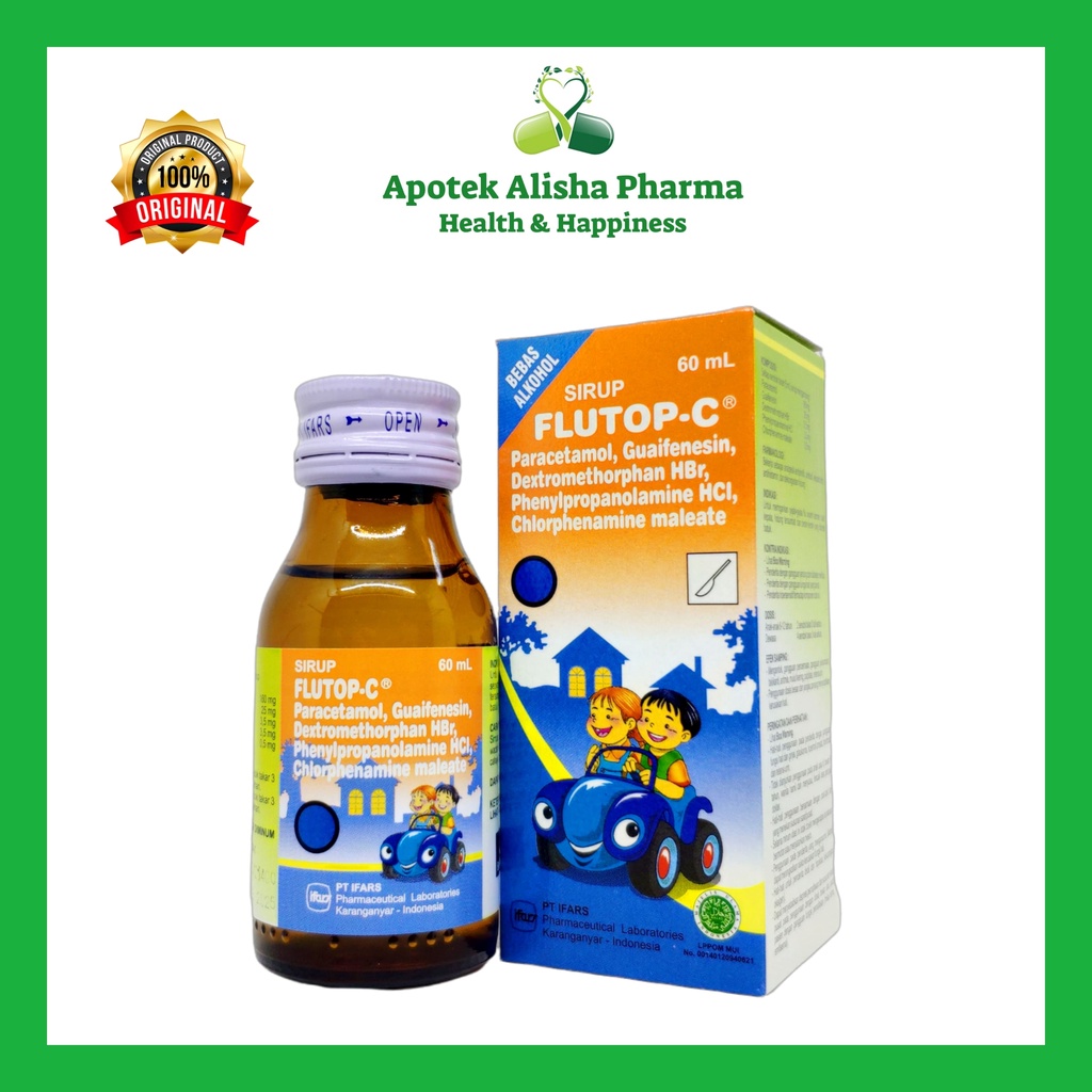 Flutop-C Syrup 60ml-Flutop C Sirup Obat Batuk/Flu/Pilek/Panas/Demam Anak/Plutop C Sirup