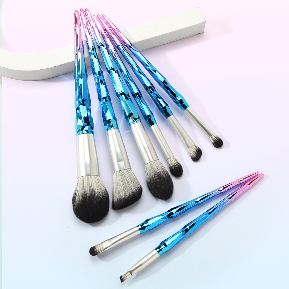 MAGEFY51039 8Pcs/Set Brush Kit Kuas Makeup Berlian Bulu Nilon Alat Make Up Brush Lembut Kosmetik Aksesoris Original Eyes