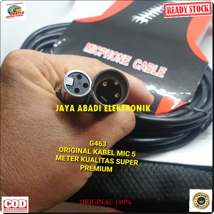 G463 ORIGINAL KABEL MIC 5 METER XLR CABEL MIK 5 M CABLE MIXER MIXING KARAOKE VOKAL VOCAL PHANTOM PRO UNIVERSAL microphone cable 5 meter Kabel mic Xlr female audio sound sistem 3 pin mikrophone mik dynamic universal pro profesional vocal vokal G463  BISA S