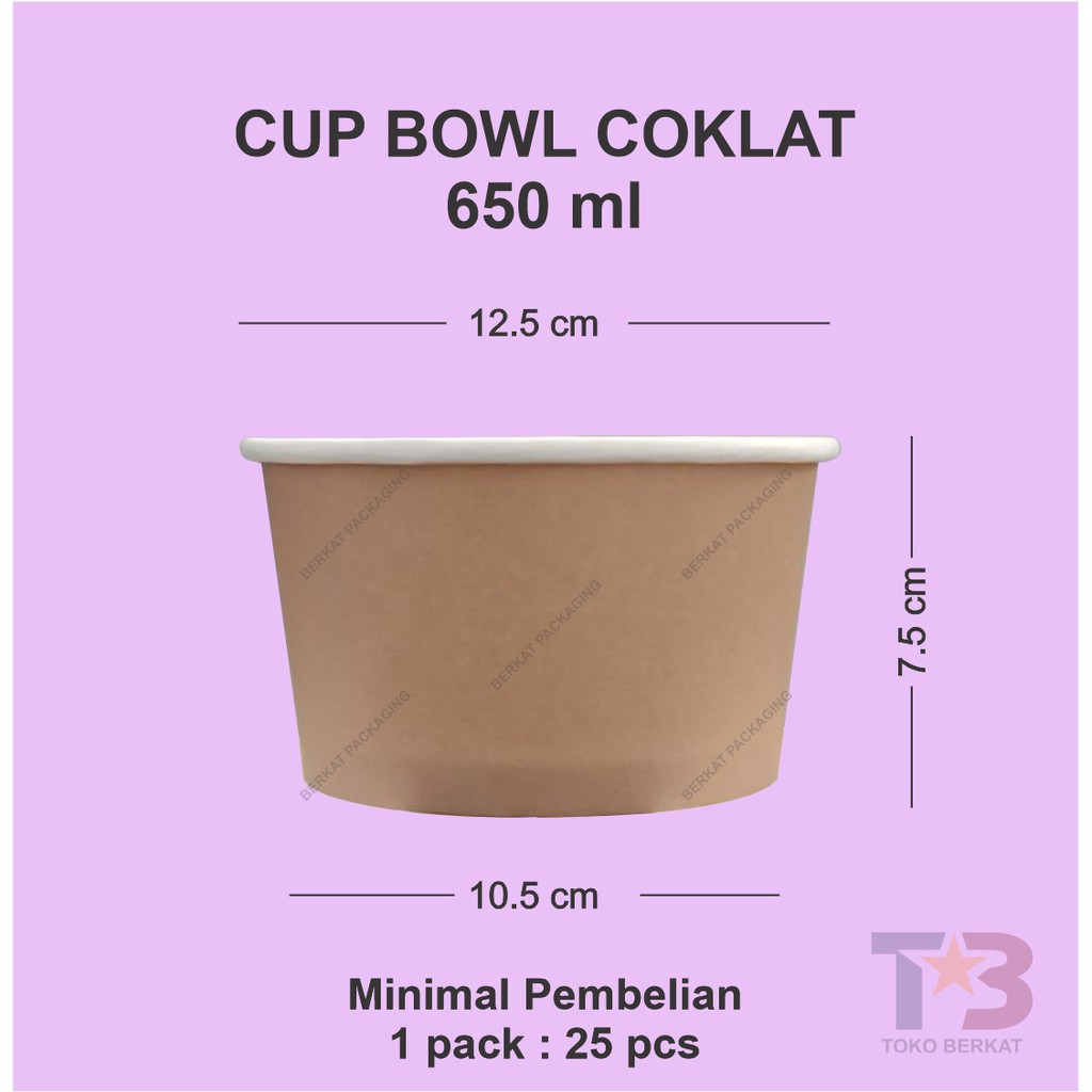 Cup Bowl COKLAT 650ml 22oz Starpack / Paper Bowl Coklat 650ml 22oz / Rice Bowl Coklat / Soup Cup