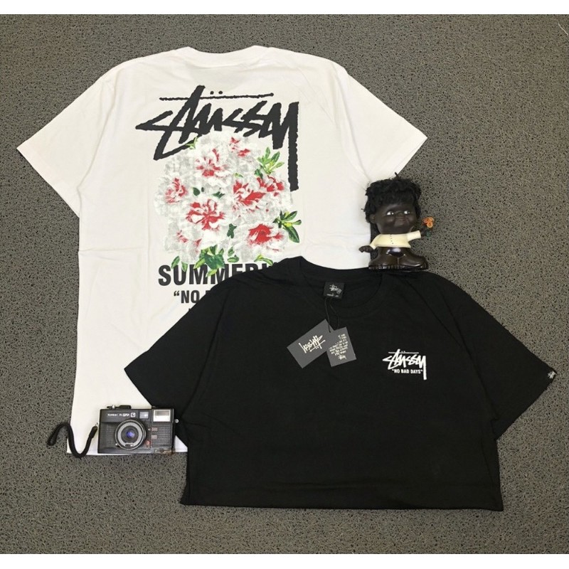 KAOS T SHIRT STUSSY SUMMER 19 NO BAD DAYS HITAM & PUTIH HIGH PREMIUM TERLARIS TERMURAH FREE STICKER
