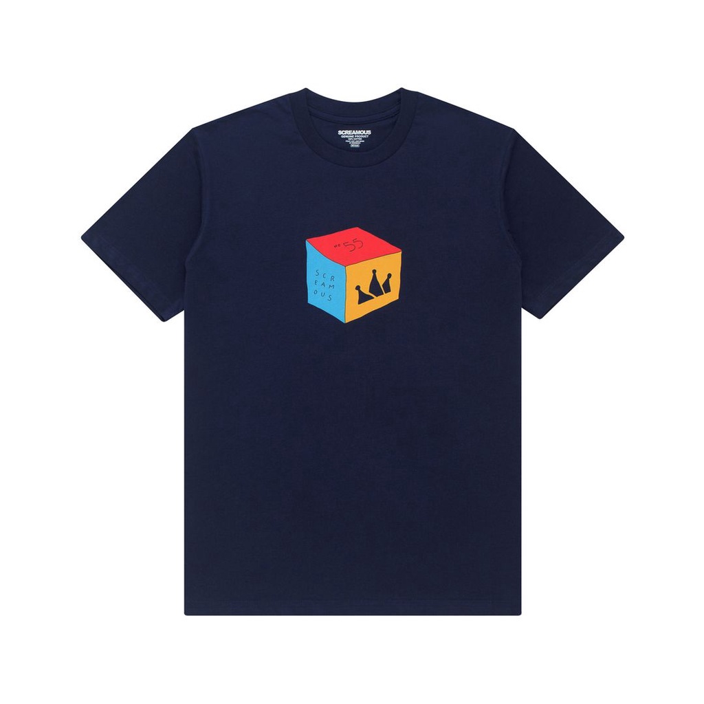 kaos screamous t-shirt kasual dewasa lengan pendek / kaos navy