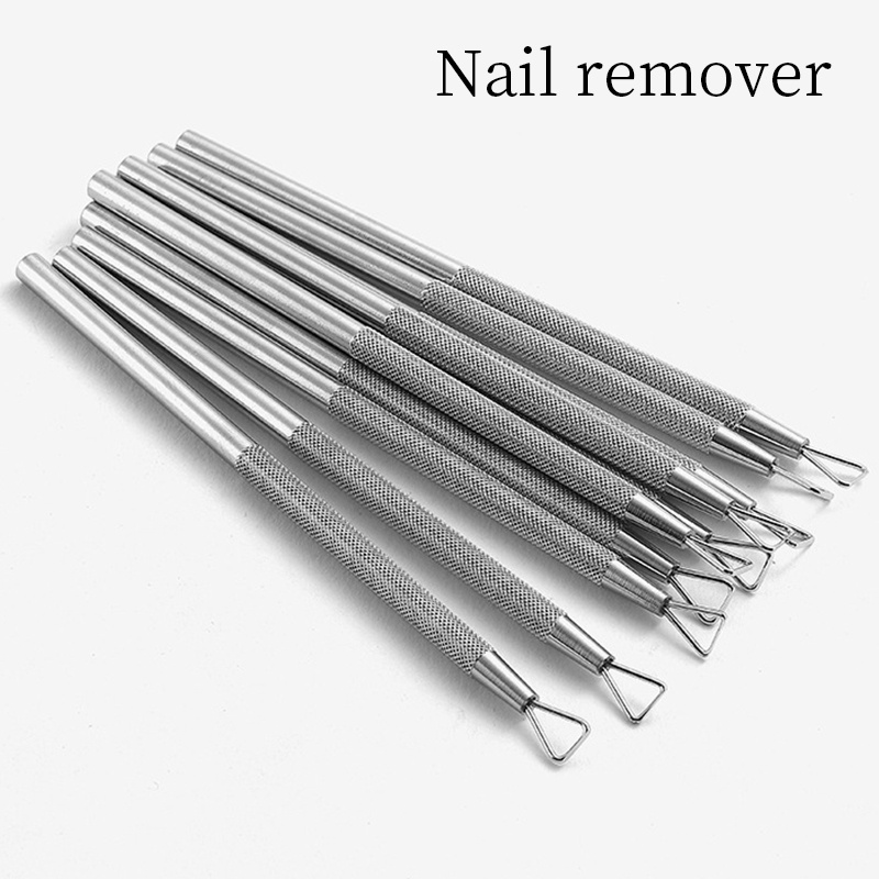 1pc Alat Pembersih Kutikula Bahan Stainless Steel Warna Silver Untuk Salon Nail Art