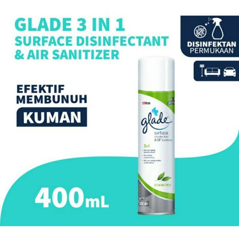 DISINFEKTAN SPRAY GLADE SURFACE DISINFECTANT 400 ML AIR SANITIZER ANTI KUMAN