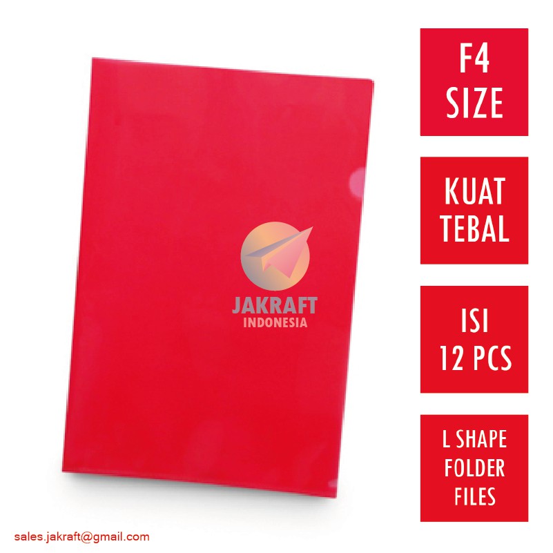 

(1 Pcs) Map L KNK F4 Clear Sleeve Folio Merah Red File Folder Plastik Mika Transparan Tebal 0.14 mm