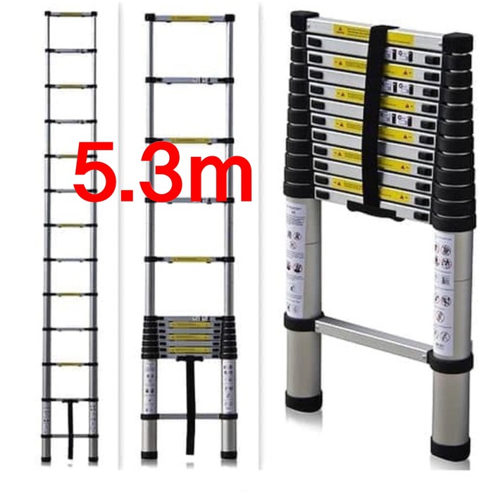 Tangga Lipat Aluminium Teleskopik 5.3M Single Telescopic Ladder 5.3 M