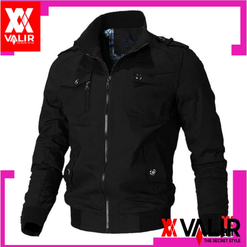 Valir jaket bagus pria  ruster Casual Multifungsi Hitam 600gr - 1pcs