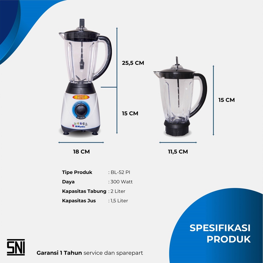 Miyako Blender Plastik 2 Tabung Gelas - BL52PI