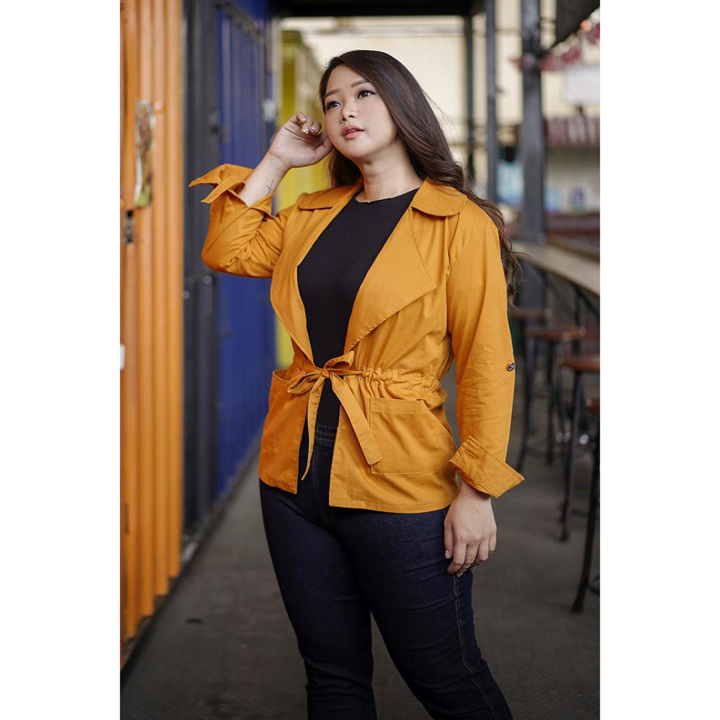 JANE COLLECTION || Outer Wanita Cardigan Lengan Panjang Korea Greenwich Parka Jaket Parka Kekinian Ootd XL Bigsize