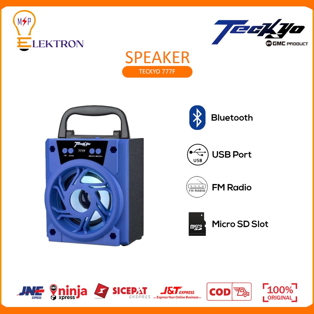 SPEAKER BLUETOOTH PORTABLE TECKYO 777F GMC ORIGINAL BT SPIKER FULL BASS SPEKER MP3 MP4 MINI SPEAKER