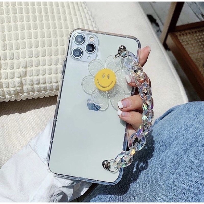 Korean Chain Grip Tali Strap Handphone Transparan Case with Strap for ALL PHONE TYPE iphone Samsung