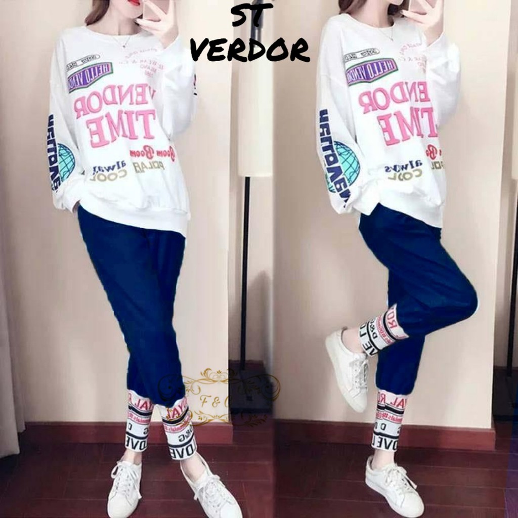 set training Vedor/set celana wanita casual/set olahraga wanita/setelan wanita terbaru/set training