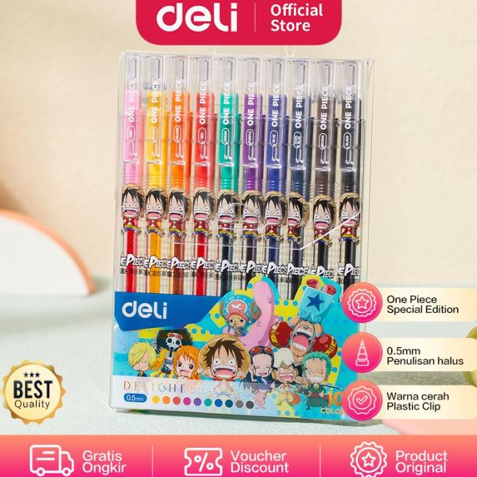 

(COD) Deli Color Gel Pen / Pulpen Gel Warna 0.5mm 10C One Piece CG121-10C FREE ONGKIR Kode 151