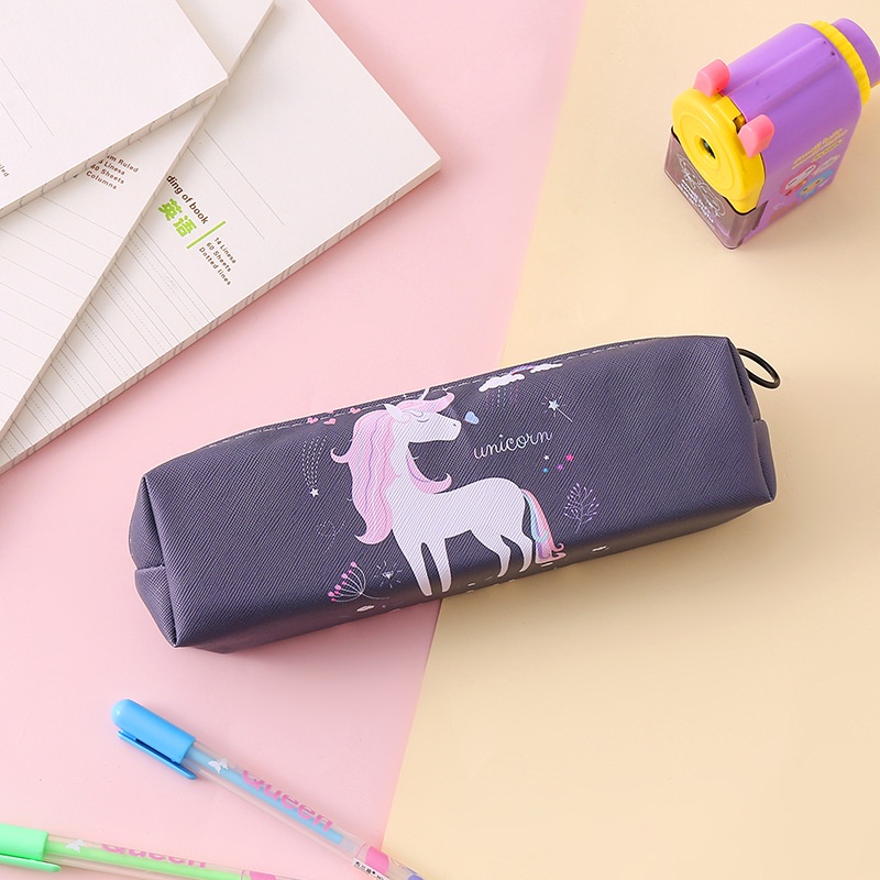 KOTAK PENSIL MOTIF UNICORN LUCU UNIK / KOTAK PULPEN / TEMPAT ALAT TULIS IMPORT TERMURAH PGS-Hitam