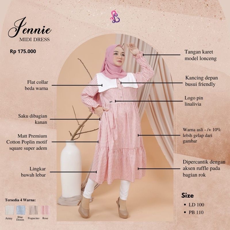 MIDI DRESS JENNIE ORI BY LINALIVIA/LINALIVIA HIJAB