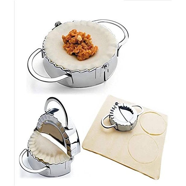 MurmerOfficial R358 SS STAINLESS CETAKAN PASTEL PANGSIT DUMPLING ALAT ROUND SILVER DIMSUM DUMPLING