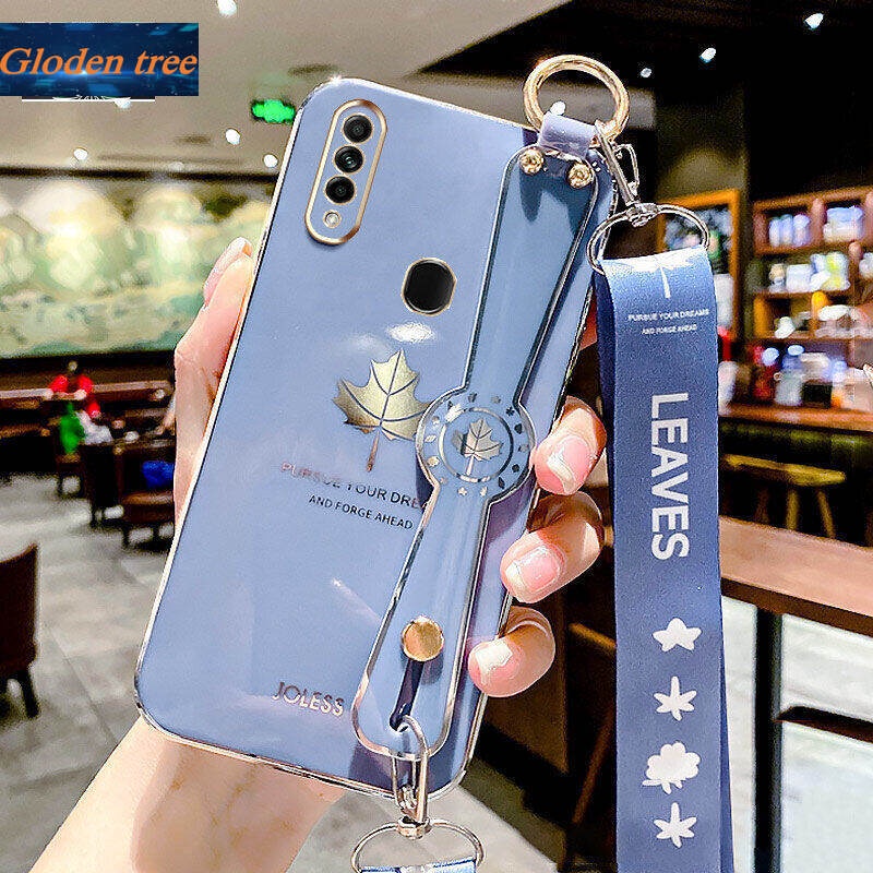 Case Motif Daun Maple Dengan lanyard Untuk OPPO A31 2020