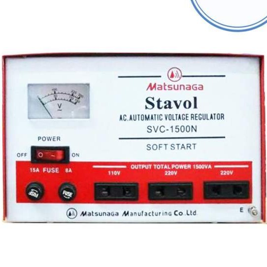 Stabilizer matsunaga stavol 1500va 1500v 1500 va 7500 watt 750w svc-1500n for pc komputer refrigerator kulkas etc - ac automatic voltage regulator