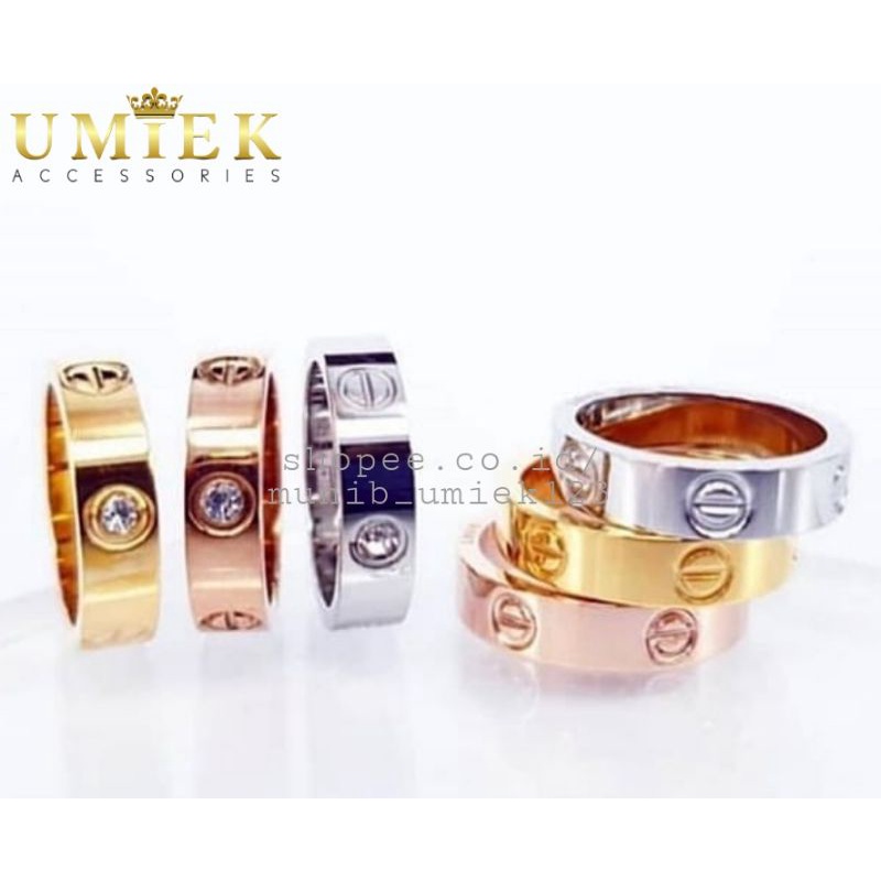 Cincin Titanium pria wanita emas gold silver perak putih cowok cewek cowo cewe asli couple tunangan 