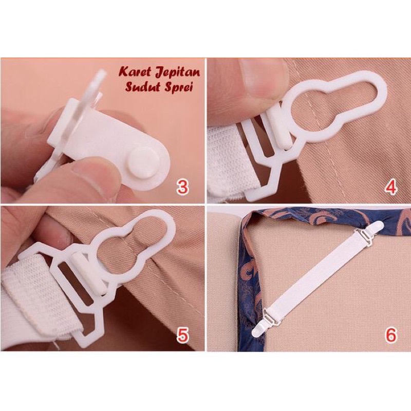 DK JEPITAN SUDUT SEPREI Penjepit Pengait / Bed Sheet Grippers Isi 4