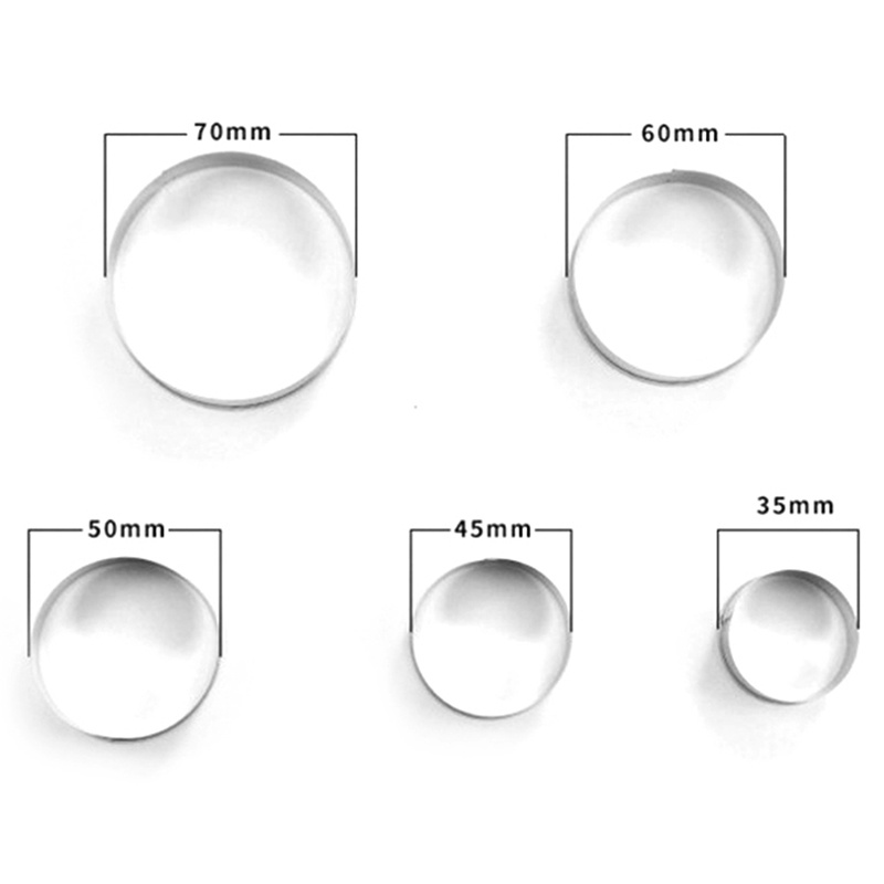 (Theredsunrisesiwy.Id) 5 Set Cetakan Kue / Biskuit / Pastry Diy Bentuk Bulat Bahan Stainless Steel