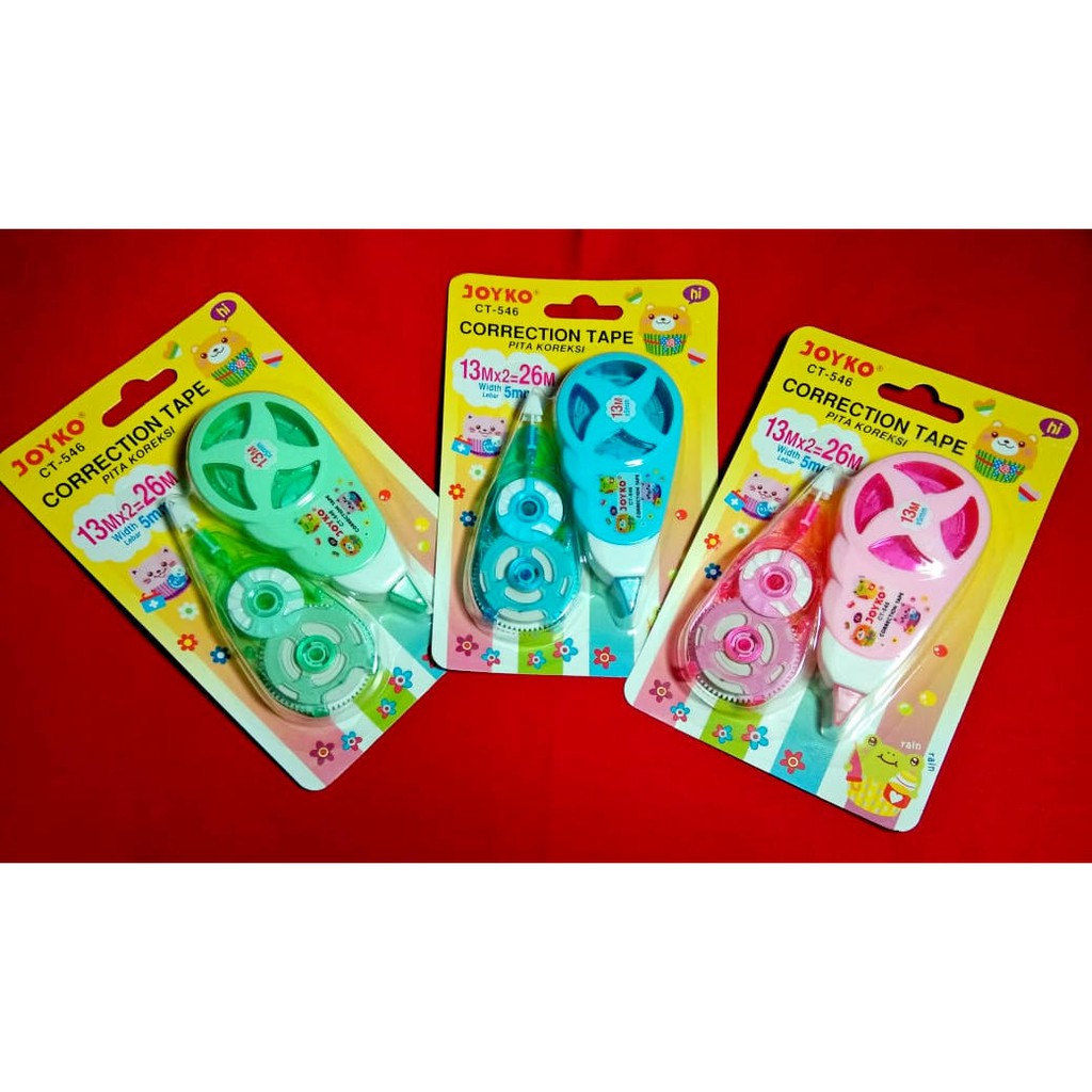 

Joyko Correction Tape CT-546 ( Pink / Hijau / Biru ) + Refill