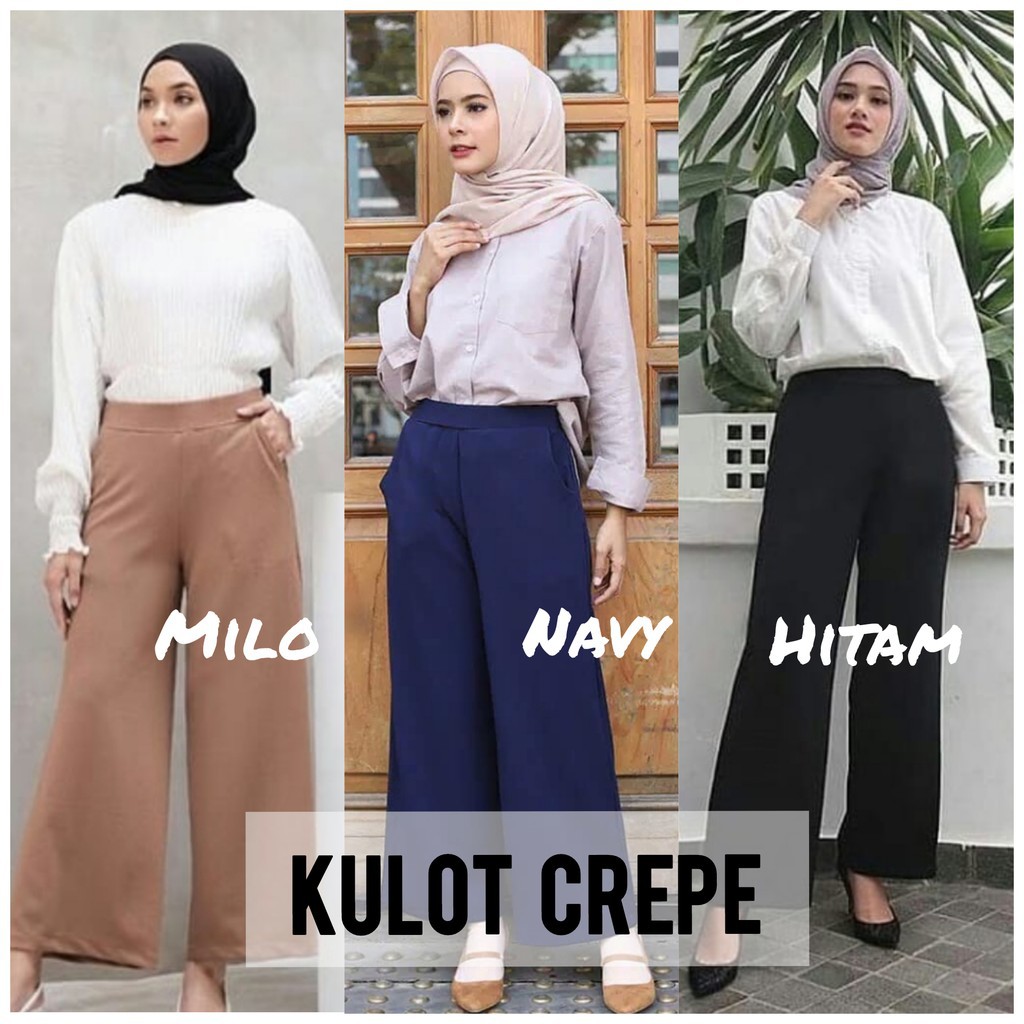 Celana Kulot Wanita Panjang Polos / Kulot Basic XL XXL Jumbo / Bawahan Wanita Crepe Polos