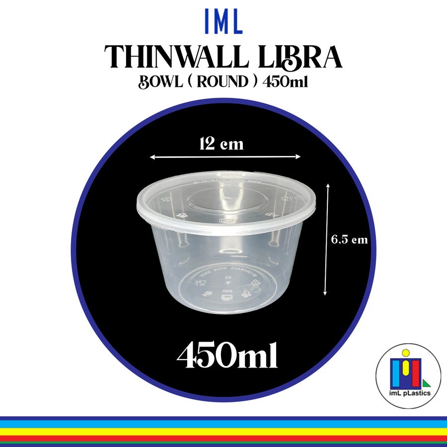 Kotak Makan Plastik THINWALL LIBRA ROUND 450ml-1 set 25pcs