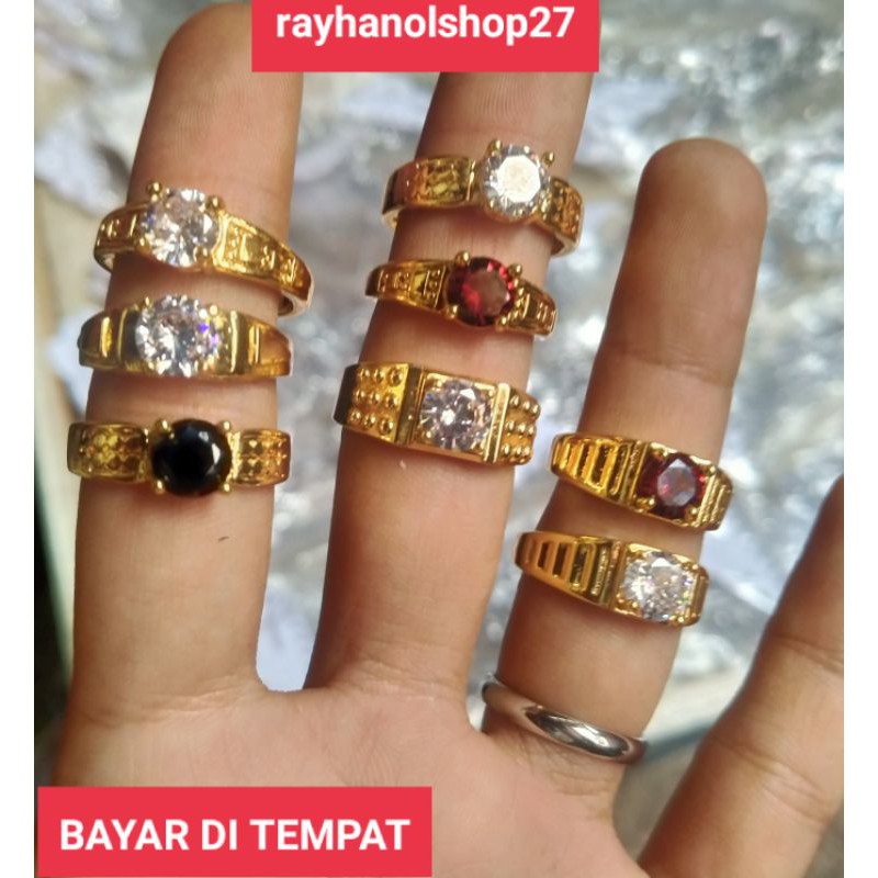 Perhiasan pria wanita Cincin permata satu lapis emas gold