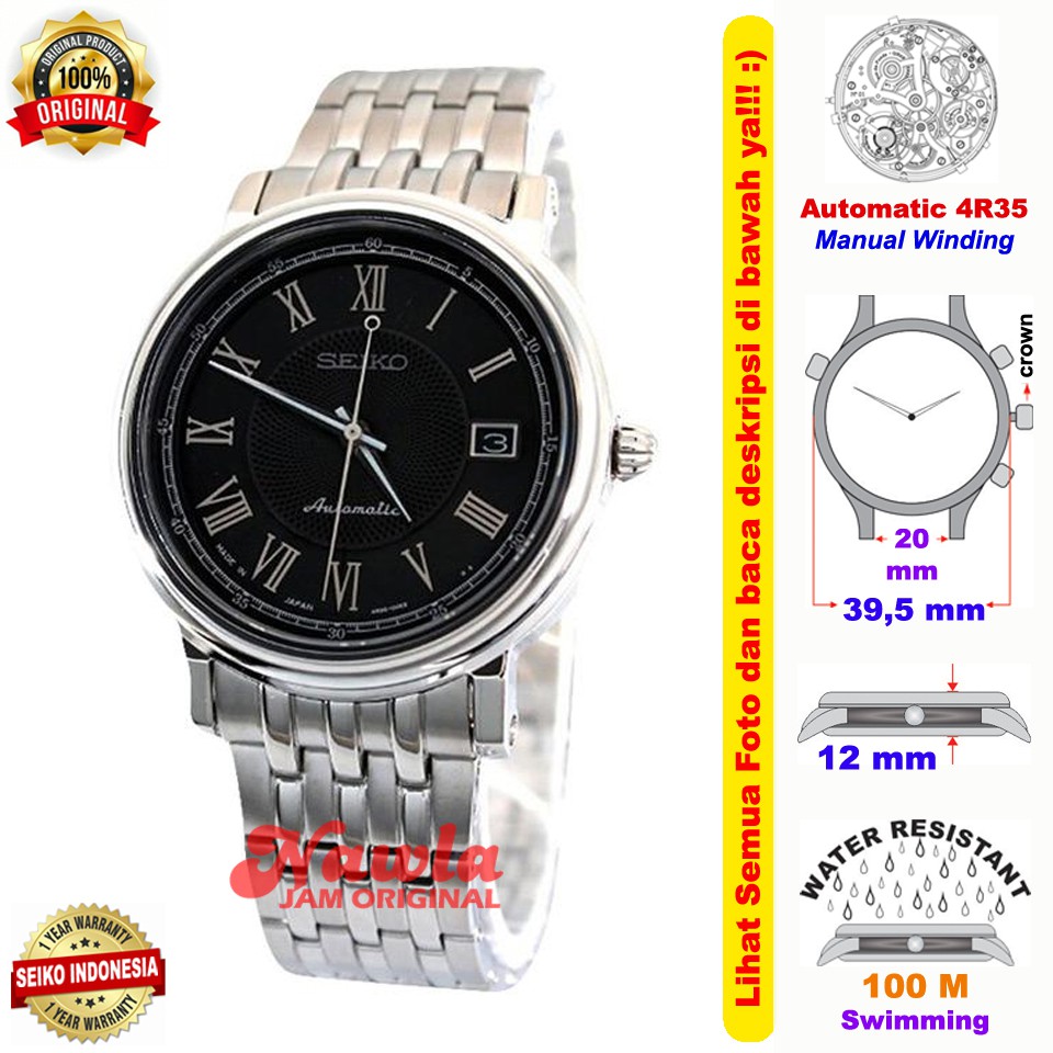 Seiko Automatic SRP121J1 Classic Black Dial - Jam Tangan Pria SRP121
