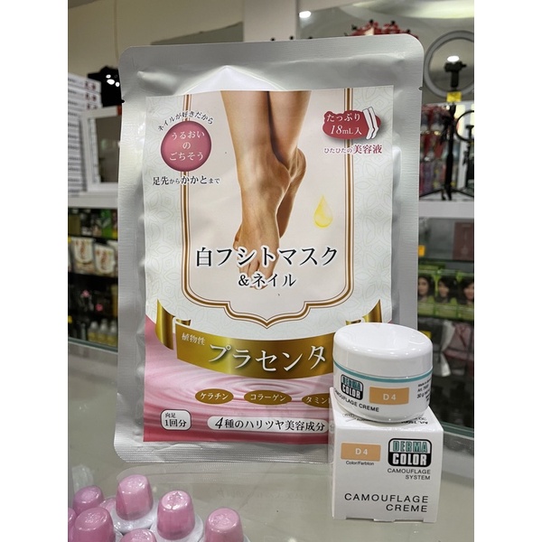 Paket Promo Bundle Dermacolor 30gr D4 dan Japan Botanical Placenta White Foot Mask 55cm