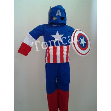 Kostum Anak Superhero Busa Otot Sayap Topeng Captain America Superman Spiderman