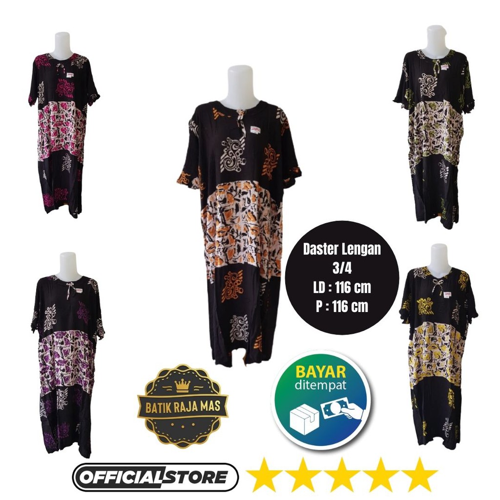 Home Dress Wanita Dewasa Lengan Pendek 3/4 Motif Batik Baju Daster Tidur Daily Rumahan Rayon Viscose
