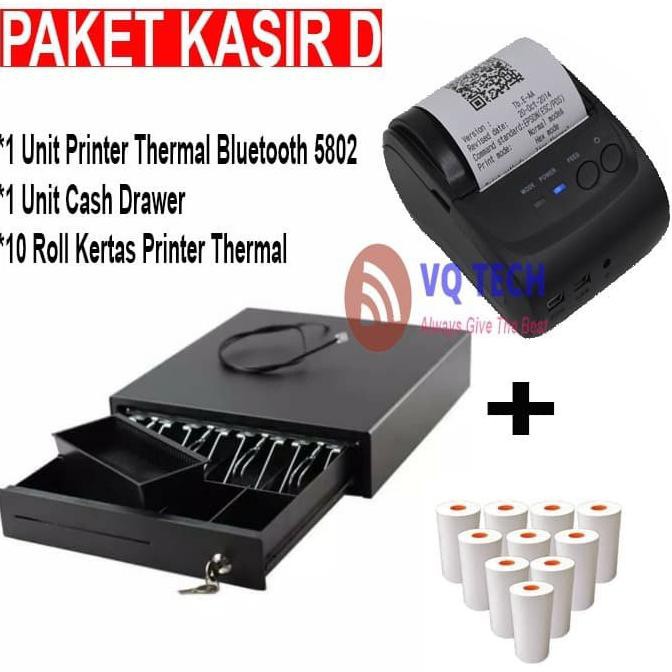 

Paket Kasir D Cash Drawer + Printer 5802 + Kertas Struk 58mm