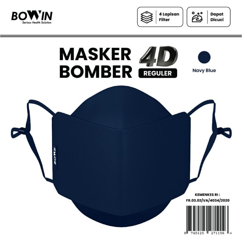 BOWIN Masker Bomber -2x Anti Bakteri &amp; Percikan (Masker Kain 4 Lapisan)