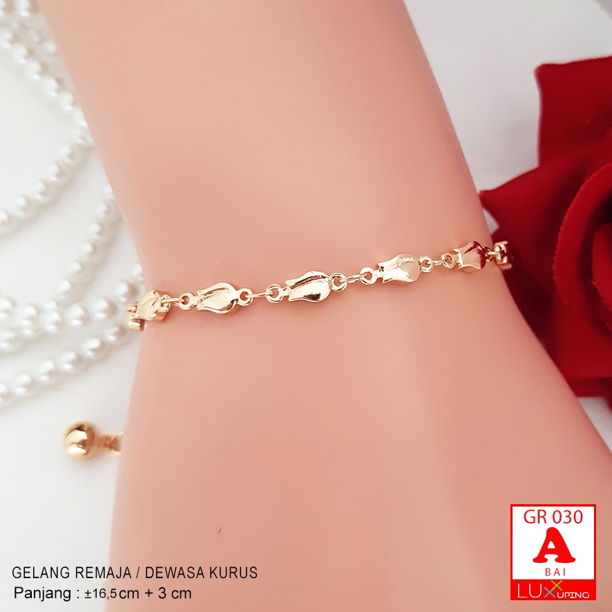 GR 030 Gelang Tangan Dewasa Xuping Motif Love Tulip Bintang Perhiaan Lapis Emas Merk Meilyn Luxx Xuping