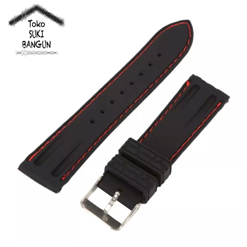 TALI JAM 22mm Rubber STITCH Crocodile Pattern Watch Band Strap