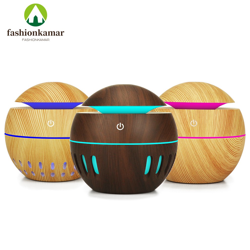 Humidifier Air 130ML Aromaterapi Difuser Model Bulat Kecil Bergaris TANPA REMOTE (TIDAK FREE OIL)-1