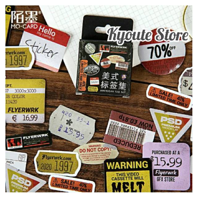 

Sticker Dekorasi 45 pcs American Tag Retro Scrapbook DIY Bujo Planner Journal Diary Stiker HP Laptop