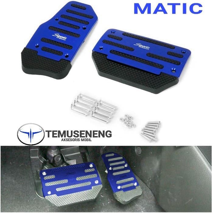 Set Lengkap Cover Pedal Gas Rem Mobil Matic Biru Blue Sports Penutup