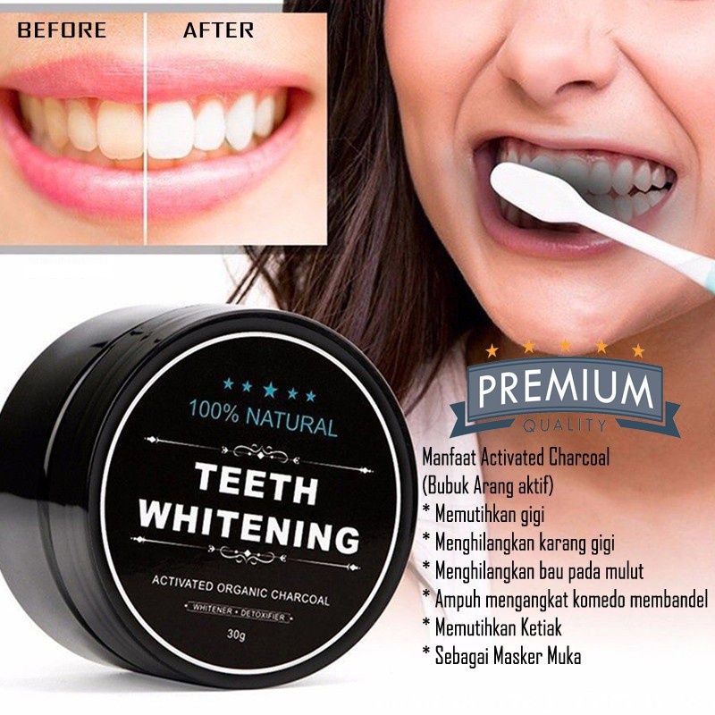 Chorcoal Powder Pemutih Gigi Arang Aktif Ampuh TEETH WHITENING