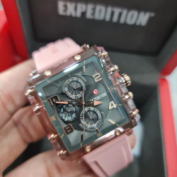 jam tangan expedition e6808 ladies pink black 6808 original